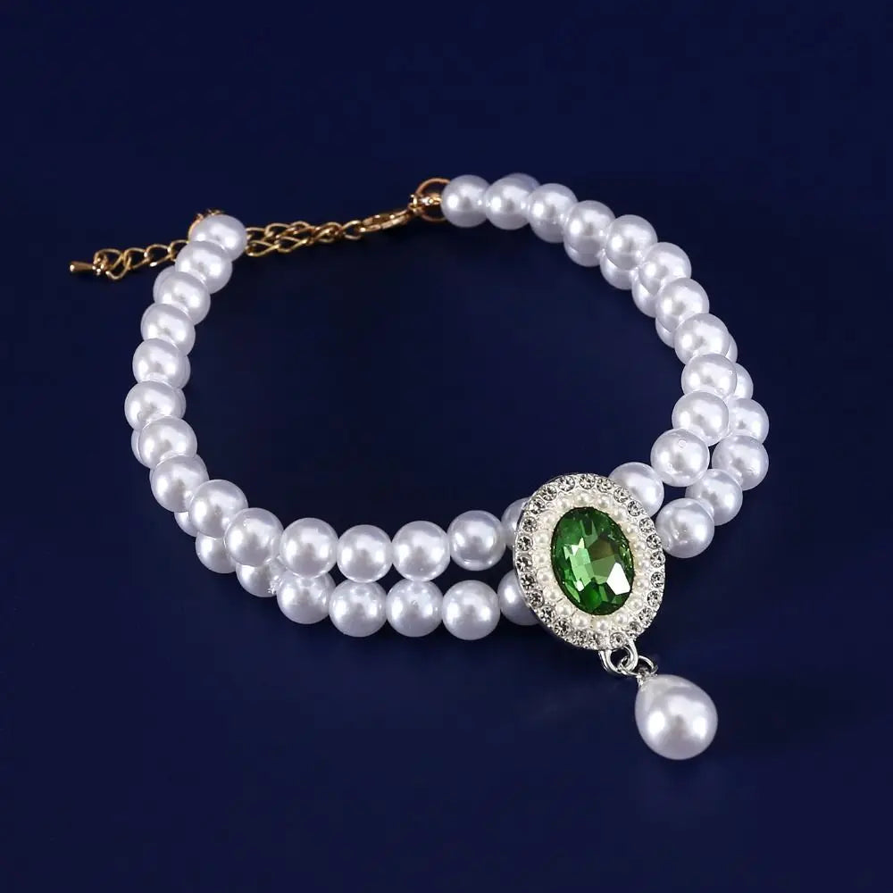 Double Layer Pearl Pet Necklace – Adjustable Cat & Puppy