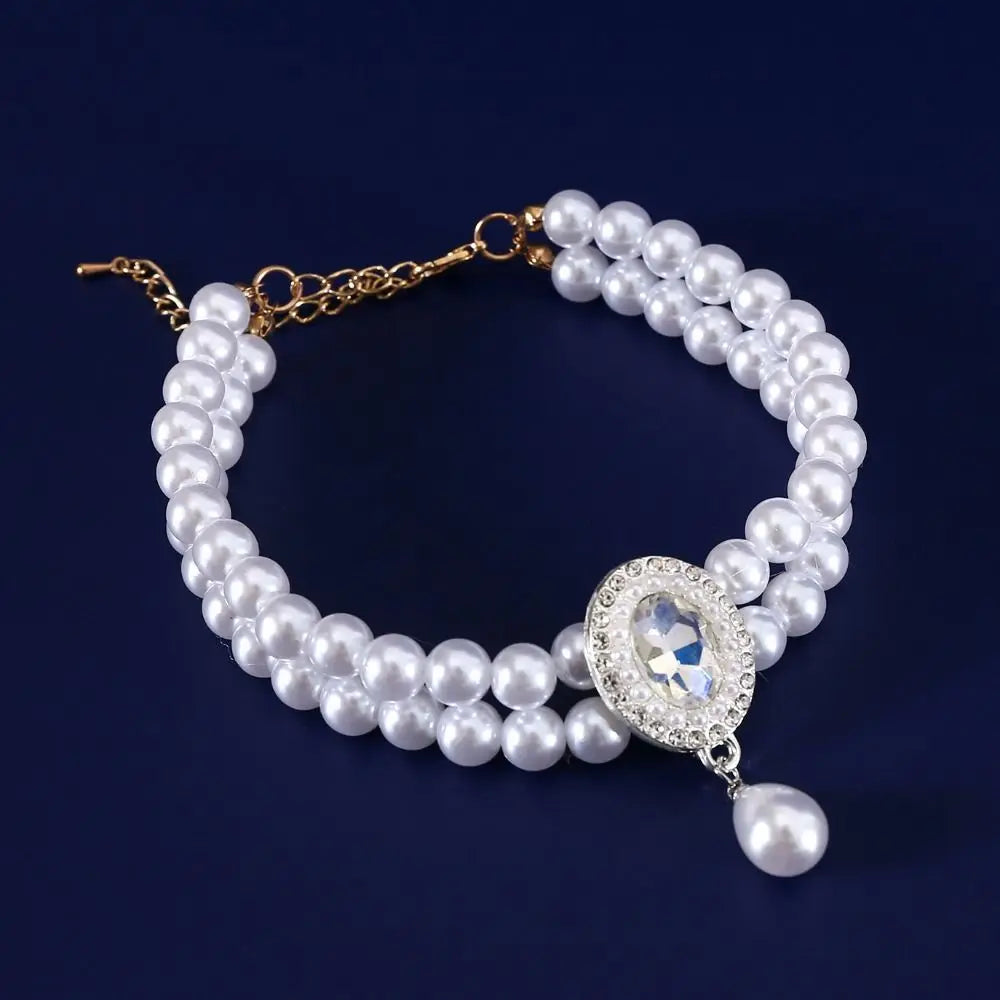 Double Layer Pearl Pet Necklace – Adjustable Cat & Puppy