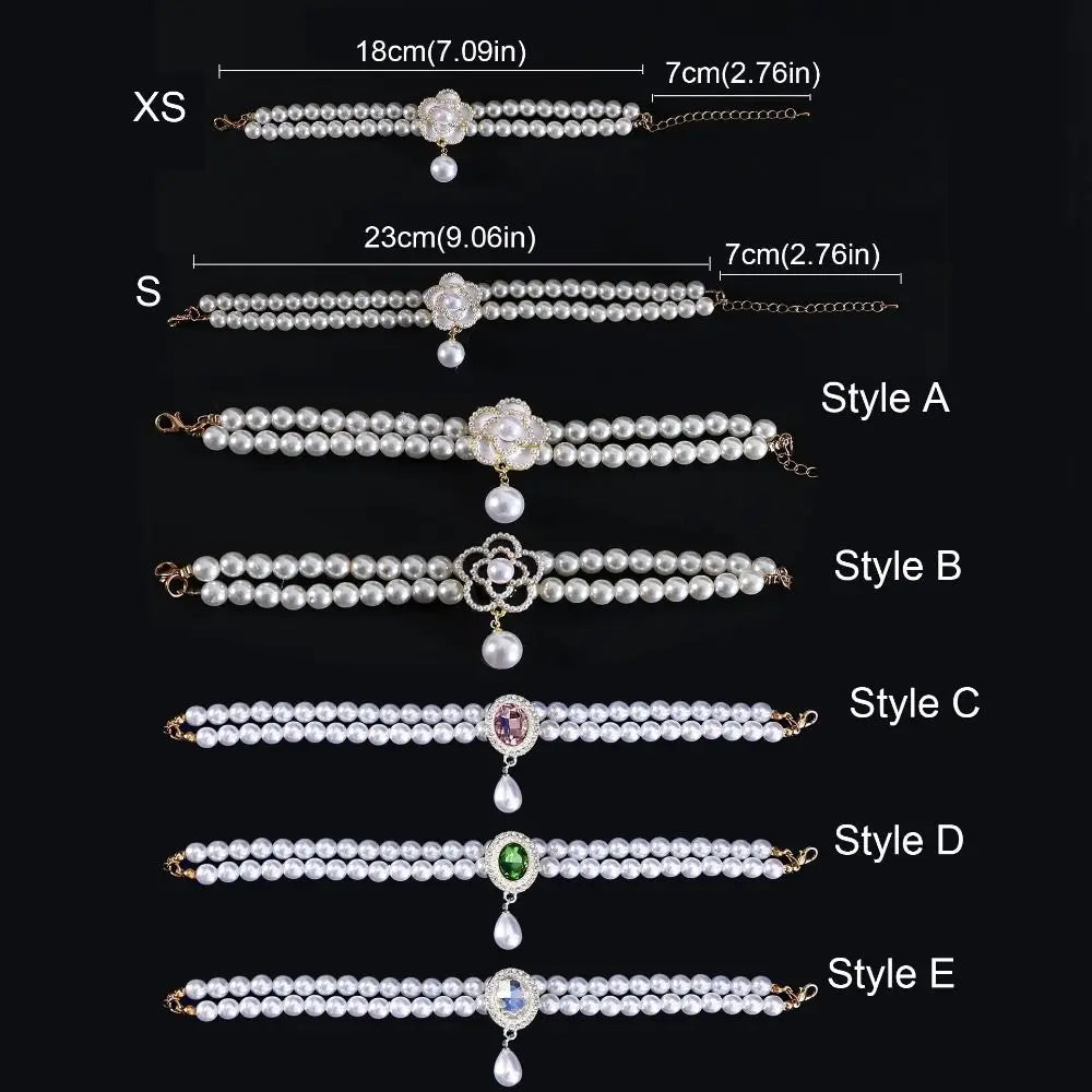 Double Layer Pearl Pet Necklace – Adjustable Cat & Puppy