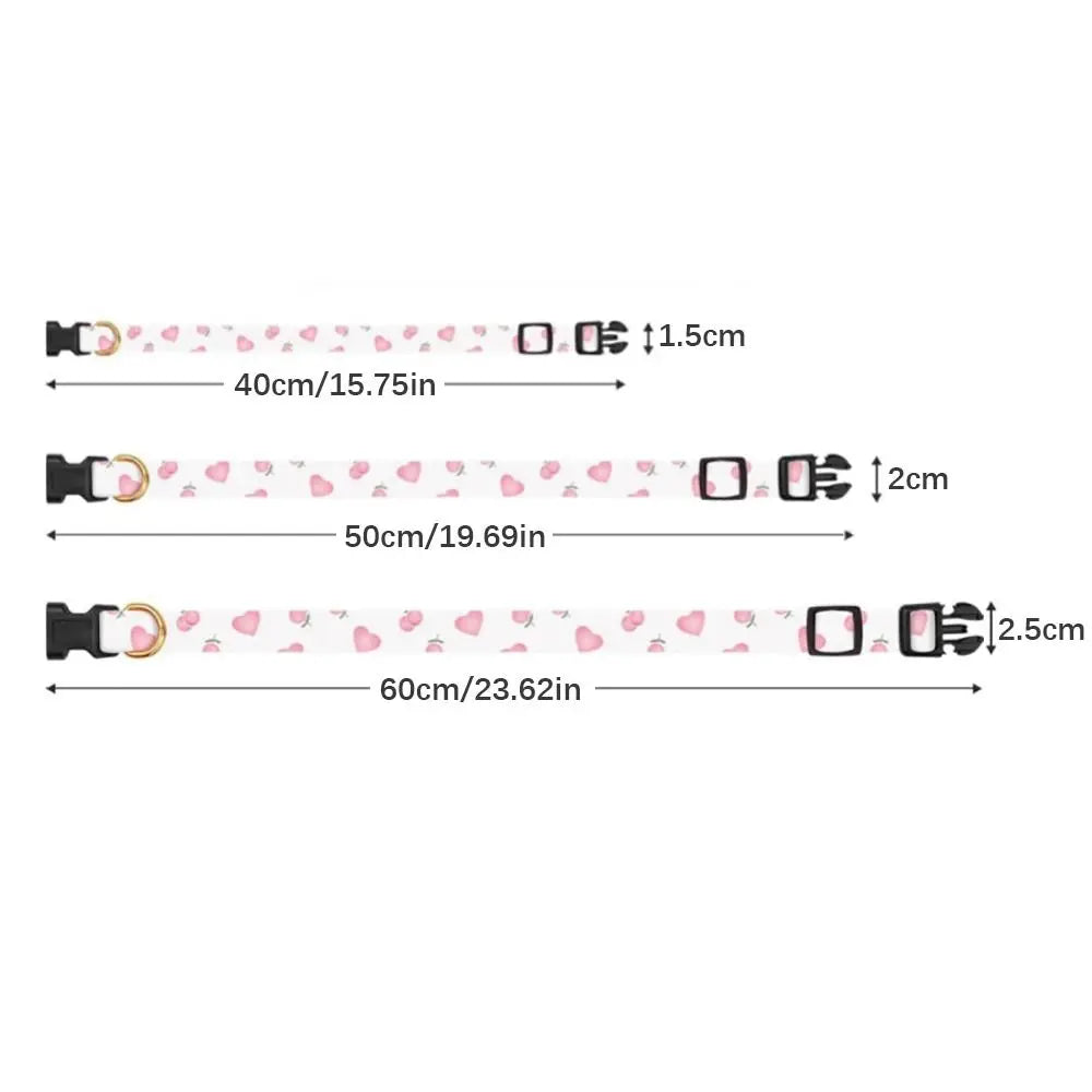Cotton Pet Dog Collar Strawberries Flower Pattern Metal