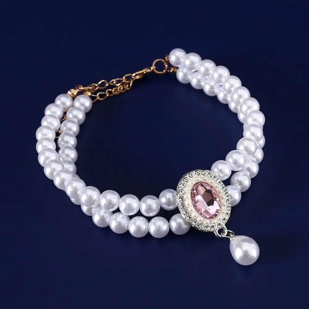 Double Layer Pearl Pet Necklace – Adjustable Cat & Puppy