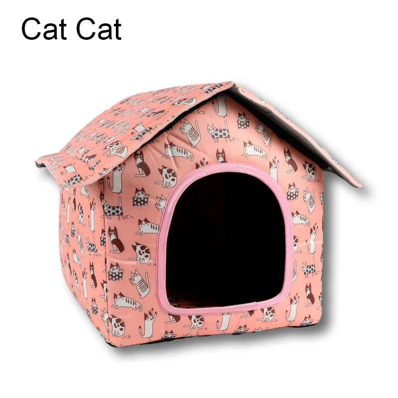 Waterproof Cat House for Outdoors Rainproof Pet Cat Cave Sleep Beds