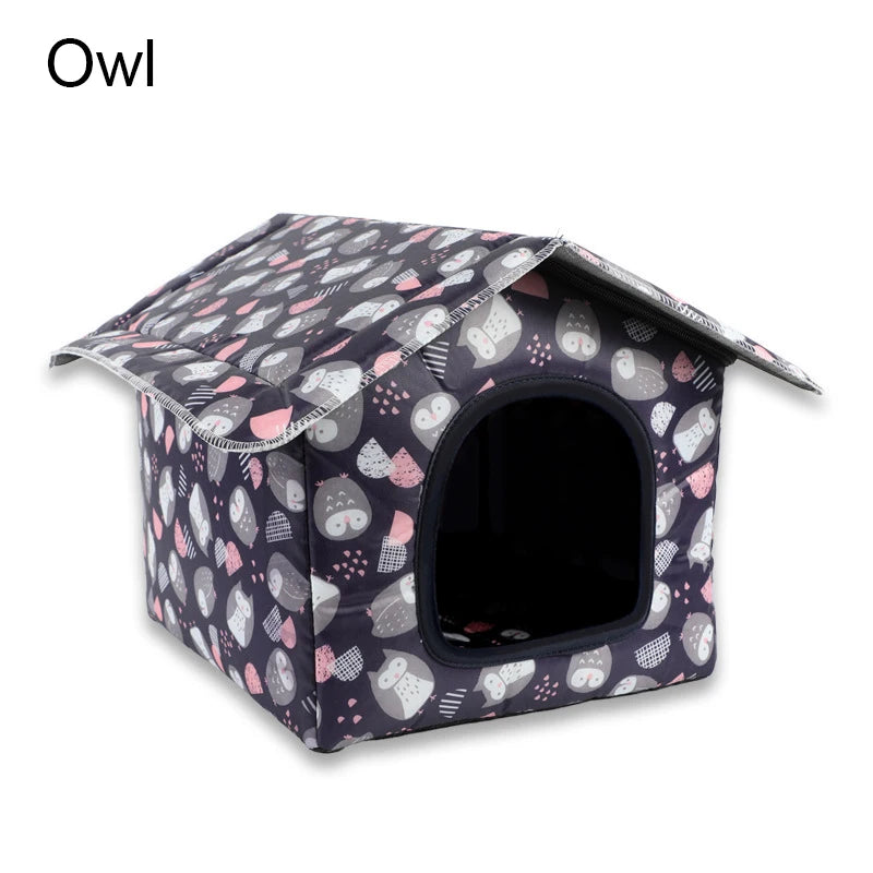 Waterproof Cat House for Outdoors Rainproof Pet Cat Cave Sleep Beds