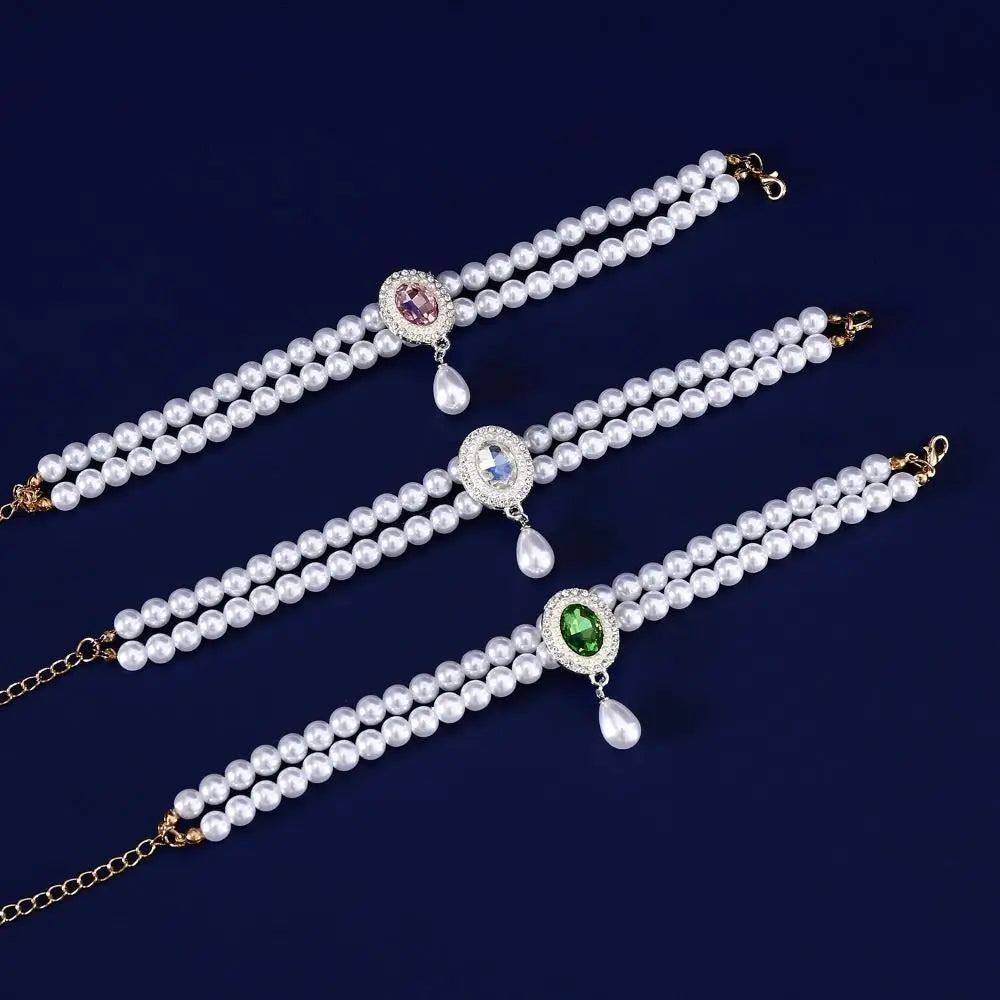 Double Layer Pearl Pet Necklace – Adjustable Cat & Puppy