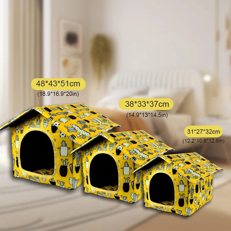 Waterproof Cat House for Outdoors Rainproof Pet Cat Cave Sleep Beds