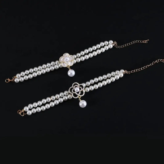 Double Layer Pearl Pet Necklace – Adjustable Cat & Puppy