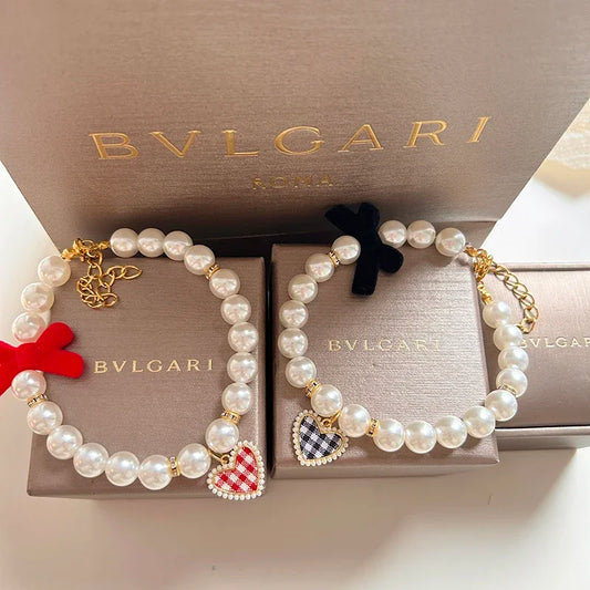 MPK New Series Cat Collar Pearl Vintage Love Crystal Pendant Diamond Neck