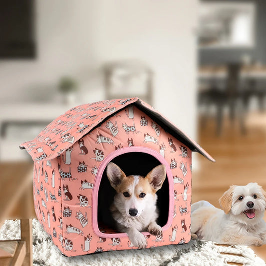 Waterproof Cat House for Outdoors Rainproof Pet Cat Cave Sleep Beds