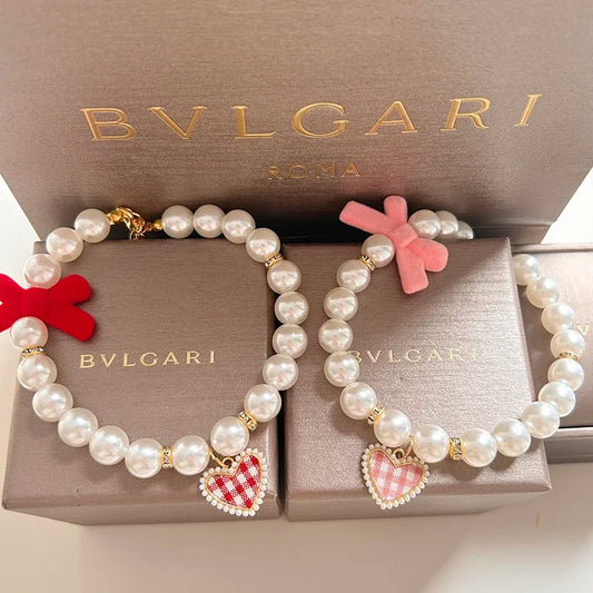 MPK New Series Cat Collar Pearl Vintage Love Crystal Pendant Diamond Neck